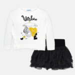 Sukňový set s tylovou trblietavou sukňou a širokým pásom Mayoral čierny | Welcomebaby.sk