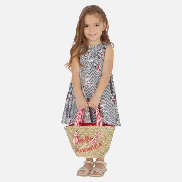 Pásikavé šaty s postavičkami na hrubé ramienka Mayoral | Welcomebaby.sk