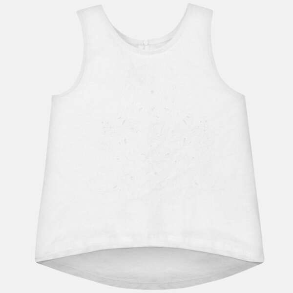 Dievčenské tričko s výšivkou na ramienka Mayoral biele | Welcomebaby.sk