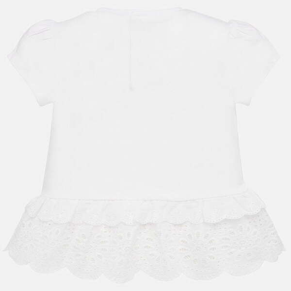 Dievčenské tričko s vyšívaným volánom Mayoral biele | Welcomebaby.sk