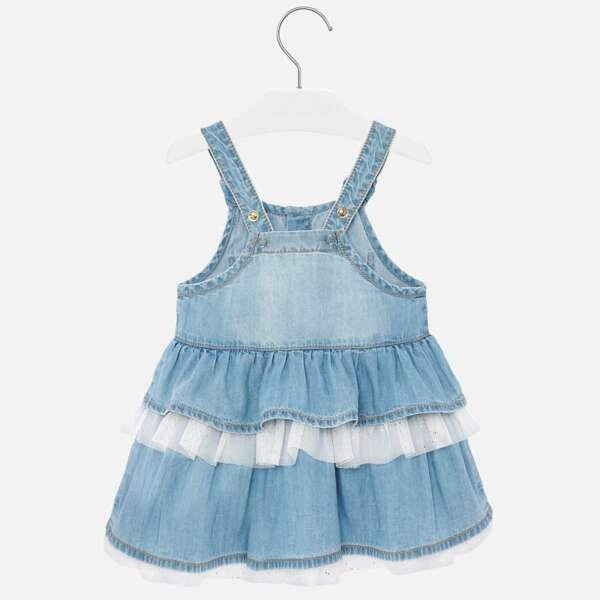 Rifľové šaty s volánmi a tylom Mayoral denim | Welcomebaby.sk