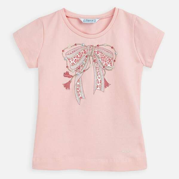 Dievčenské tričko s mašľou Mayoral peach | Welcomebaby.sk