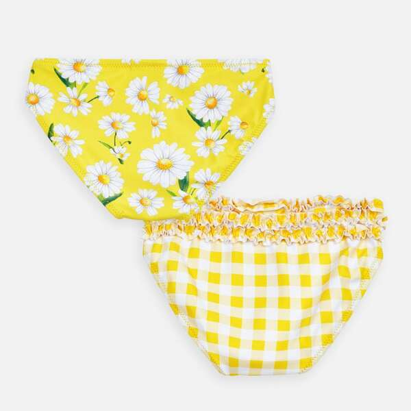 Plavkové nohavičky s kvetmi a kockami Mayoral žlté | Welcomebaby.sk