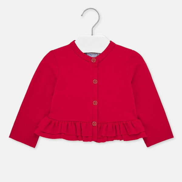 Dievčenská bundička na gombíky a s volánom Mayoral červená