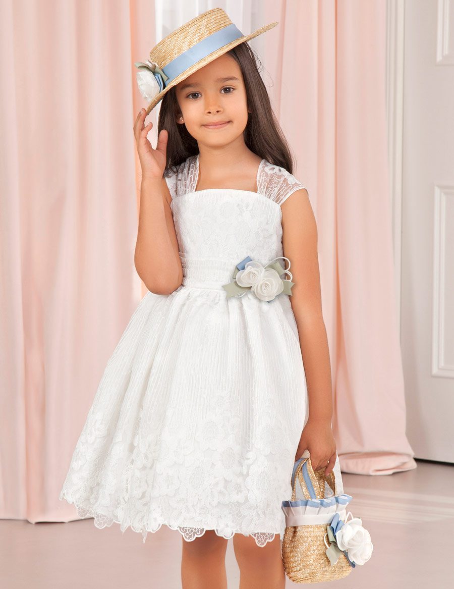 Vyšívané šaty s vyšívanými hrubými ramienkami a opaskom Abel & Lula biele Vyšívané šaty s vyšívanými hrubými ramienkami a opaskom Abel & Lula biele