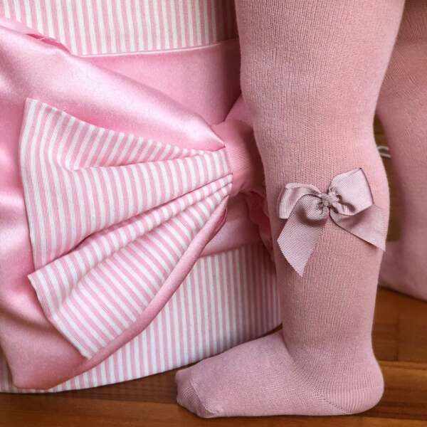 Klasické pančuchy s mašľou na boku Cóndor pale pink