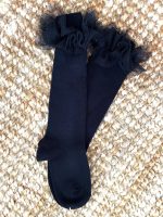 Bavlnené podkolienky so sieťovanými volánmi Cóndor čierne | Welcomebaby.sk