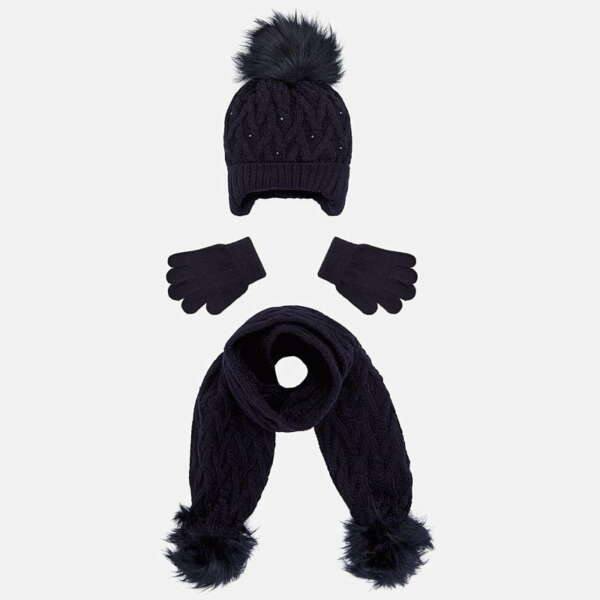 Dievčenský čiapkový 3-set Mayoral čierny