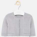 Dievčenský pletený sveter pre novorodencov Mayoral sivý