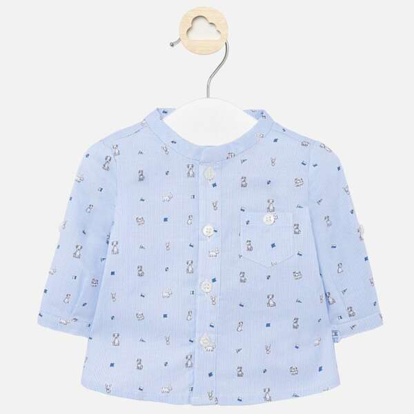 Chlapčenská košeľa s dlhým rukávom a psíkmi newborn Mayorl modrá