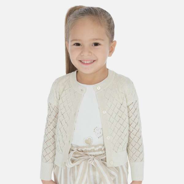 Dievčenský dierkovaný sveter Mayoral zlatý