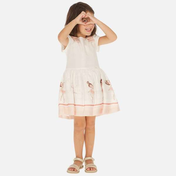 Šaty s baletkou a na ramenách s mašľou Mayoral melocoton