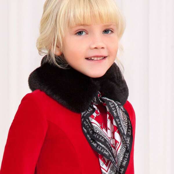 Kožušinový šál so šatkou so psíkmi Abel & Lula čierny