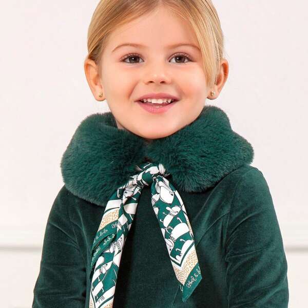 Kožušinový šál so šatkou so psíkmi Abel & Lula by Mayoral tmavozelený