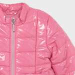 Dievčenská lesklá bunda s volánom a mašličkami na vreckách Mayoral ružová