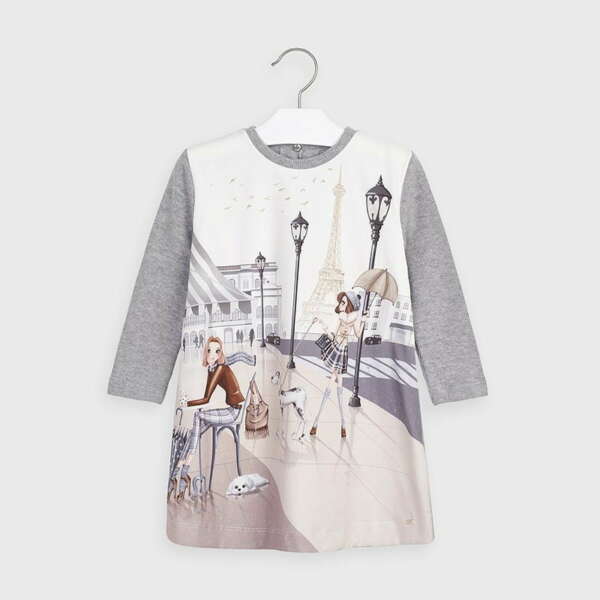 Šaty Paríž s dlhým rukávom Mayoral sivé | Welcomebaby.sk