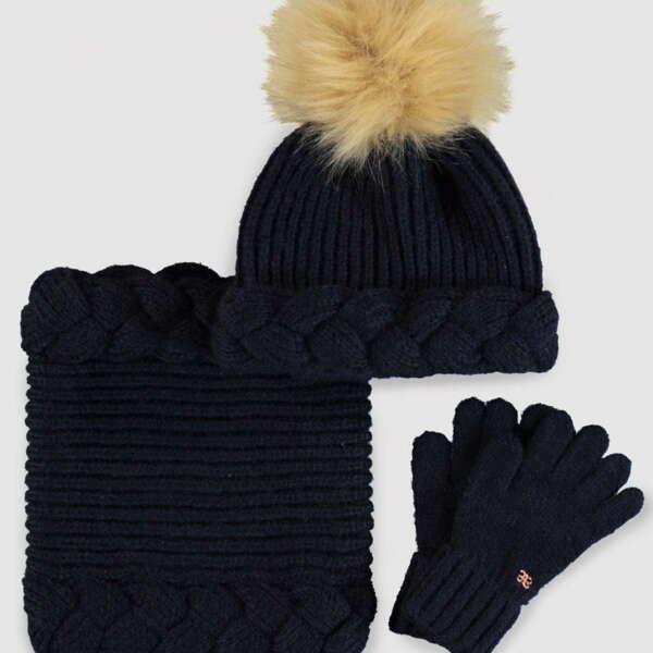 Čiapka, šál, rukavice 3 set Abel & Lula tmavomodrý