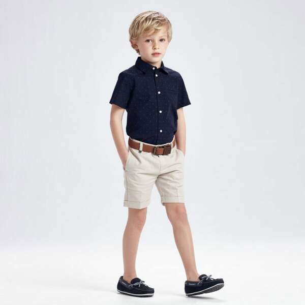 Chlapčenské ľanové bermudy Mayoral krémové