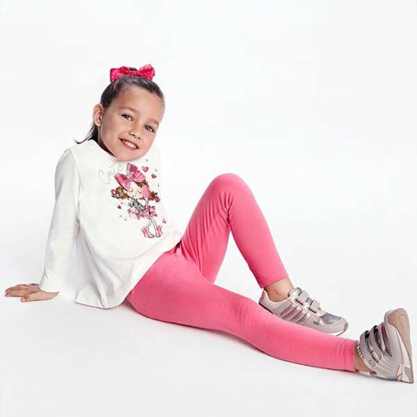 Legíny/Legínový set s tričkom, obrázkom a 3D mašľou Mayoral ružový