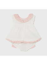 Šaty na krst s čiapkou a nohavičkami newborn Mayoral biele