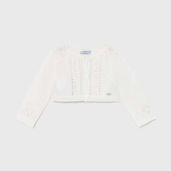 Dievčenský krátky vzorovaný svetrík Mayoral biely