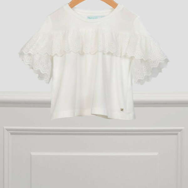 Vyšívané kratšie tričko Abel & Lula biele