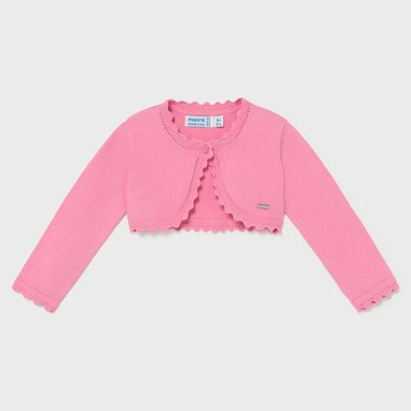 Dievčenské bolerko s jemným vzorom a zvlneným dizajnom Mayoral ružové/camelia