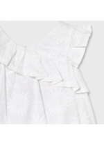 Vyšívané volánové voľné šaty Mayoral biele