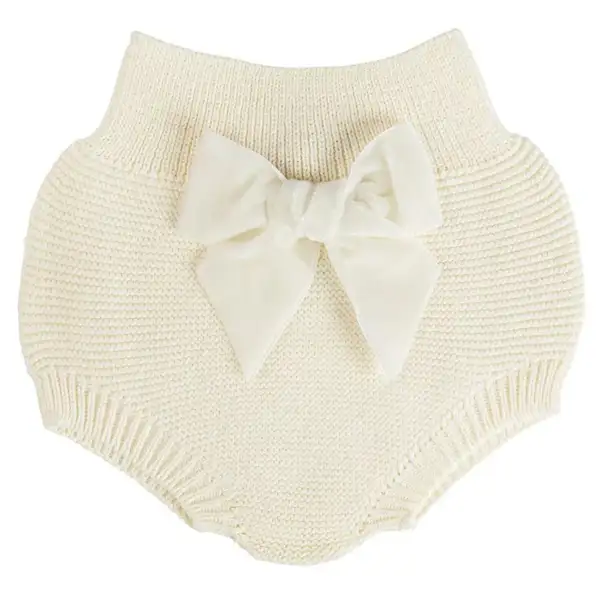 CÓNDOR Pletené čukotky s velvet mašľou Cóndor maslové Garter Stitch culotte with velvet bow | Welcomebaby.sk