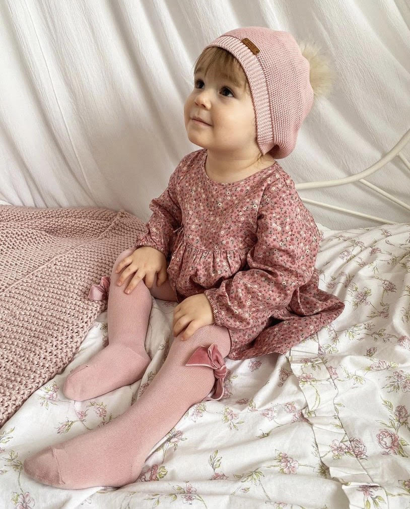 Hladké pančuchy s veľkou velvet mašľou Cóndor ružové pale pink Hladké pančuchy s veľkou velvet mašľou Cóndor ružové pale pink