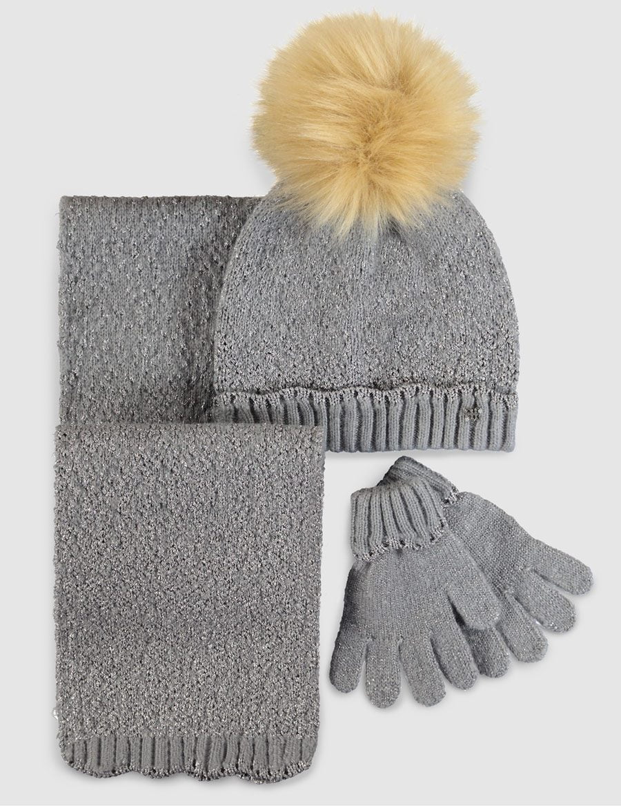 Dievčenská sivá čiapka s brmbolcom, šálom a rukavicami Abel & Lula Dievčenská sivá čiapka s brmbolcom, šálom a rukavicami Abel & Lula