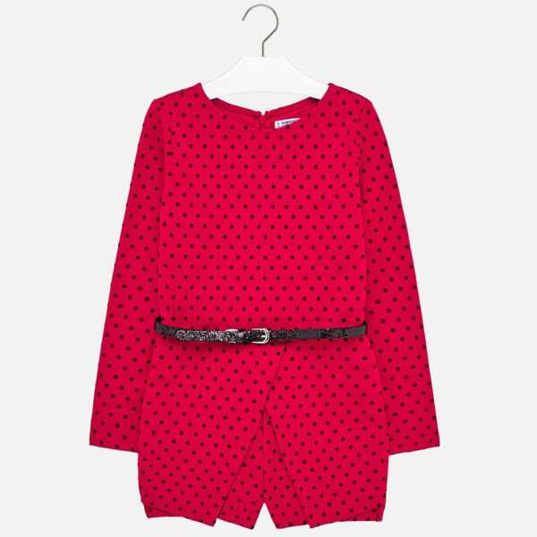 Bodkované šaty s dlhým rukávom Mayoral červené