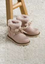 Detské dievčenské čižmičky s kožušinou Mayoral krémové