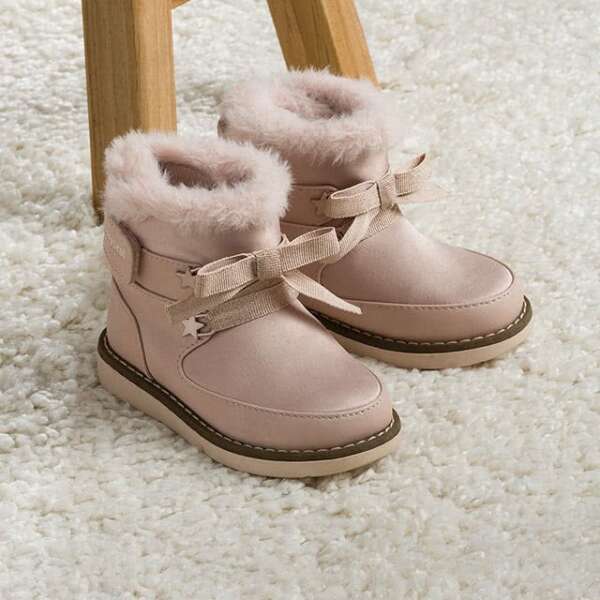 Detské dievčenské čižmičky s kožušinou Mayoral krémové