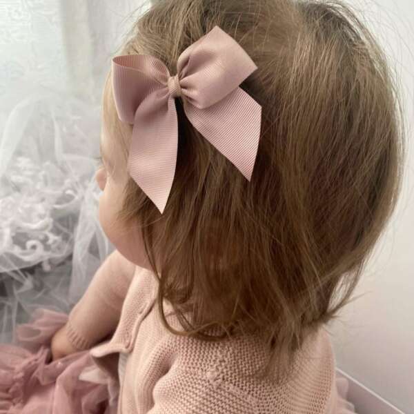 Saténová mašlička do vlasov Cóndor nude staroružová jemná old rose | Welcomebaby.sk
