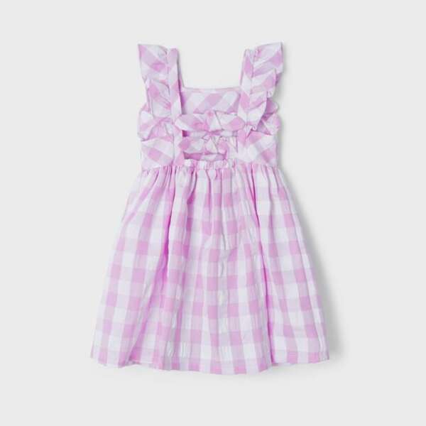 Kockované šaty s volánovými rukávmi Mayoral ružové malve | Welcomebaby.sk