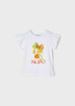 Dievčenské tričko s potlačou dámy s mašľou vo vlasoch Mayoral biele/žlté | Welcomebaby.sk