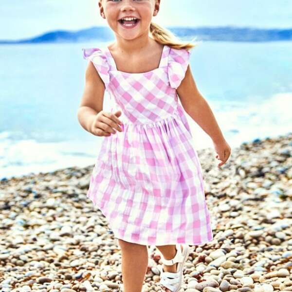 Kockované šaty s volánovými rukávmi Mayoral ružové malve | Welcomebaby.sk