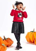 Koženkové kombinované šaty s postavičkou Mayoral červenočierne | Welcomebaby.sk