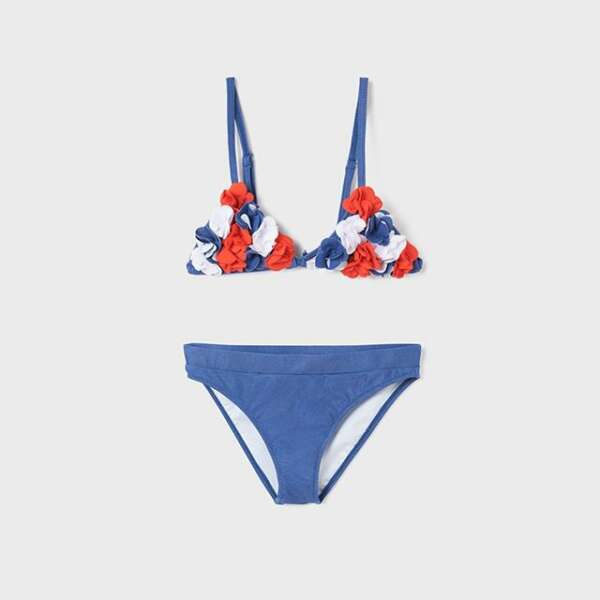 Dvojdielne plavky s 3D kvetmi Mayoral modré | Welcomebaby.sk