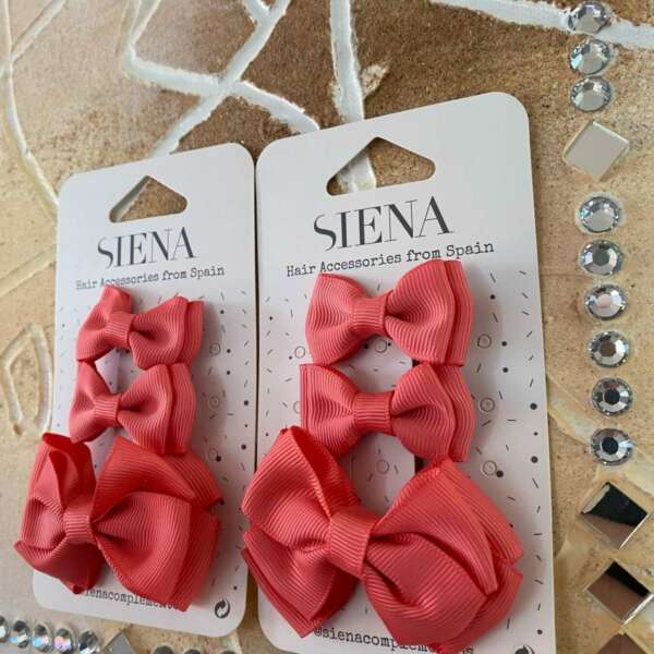 Elegantná mašlička do vlasov 3set sýta korálová | Welcomebaby.sk