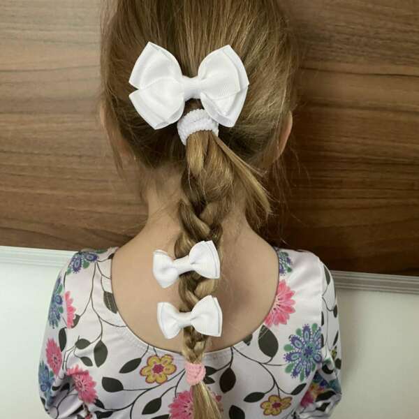 Elegantná mašľa do vlasov 3set Siena biela | Welcomebaby.sk