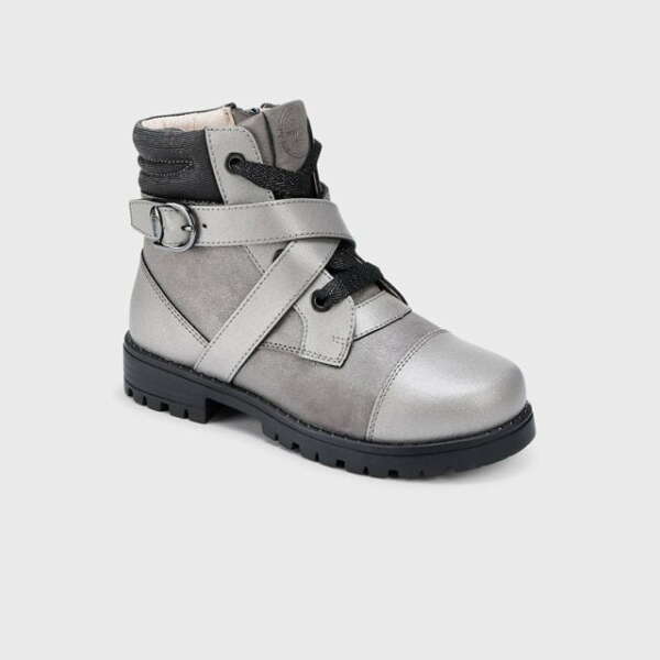 Kotníkové kožené zimné topánky Mayoral šedostrieborné | Welcomebaby.sk