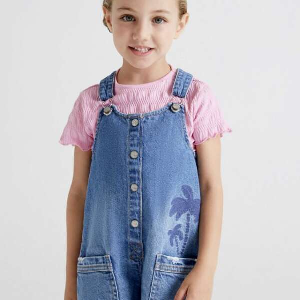 Rifľový kraťasový overal Mayoral Jean short overalls modrý | Welcomebaby.sk