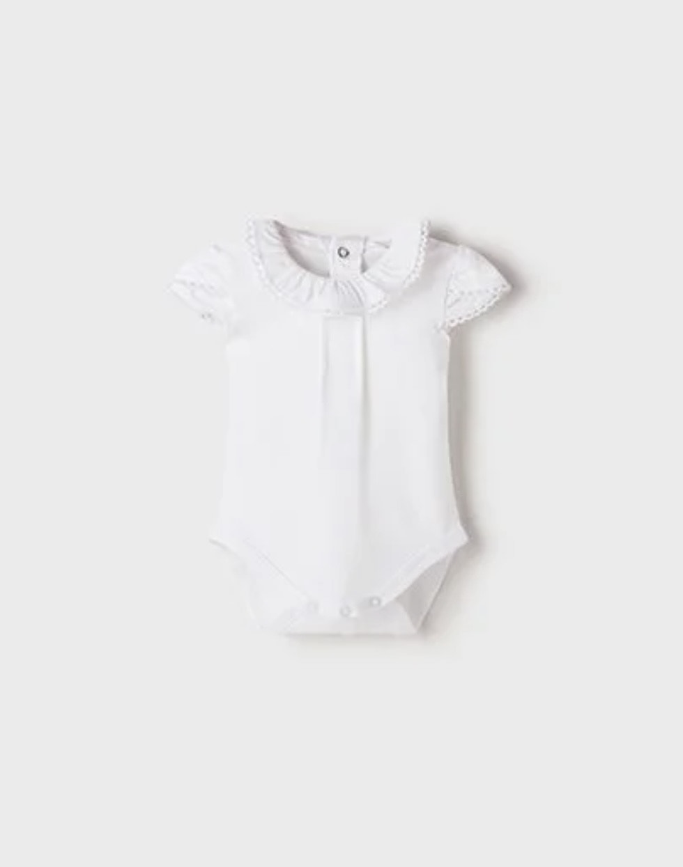 Body s volánovým golierom a krátkym rukávom Mayoral biele | Welcomebaby.sk Body s volánovým golierom a krátkym rukávom Mayoral biele | Welcomebaby.sk