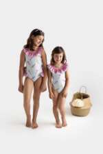Jednodielne plavky s mašľami a volánom Ice Cream MP ružové | Welcomebaby.sk