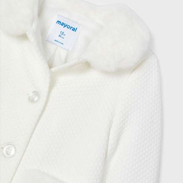 MAYORAL Štruktúrovaný baby kabát Structured knit coat biely | Welcomebaby.sk