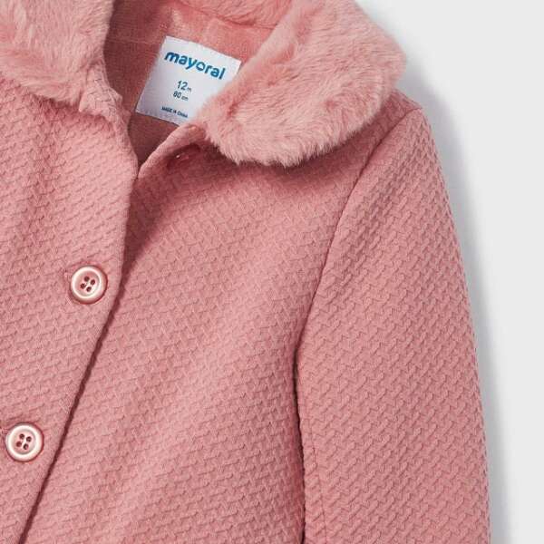 Štruktúrovaný baby kabát Structured knit coat baby Mayoral ružový blush 2432 | Welcomebaby.sk