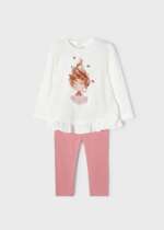 Legíny a tričko s volánom s potlačou dievčatka s veľkými vlasmi Leggings with ruffle top set baby Mayoral ružové blush 2722 | Welcomebaby.sk