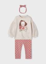Bodkované legíny a mikina Leggings with jumper set baby Mayoral béžová ružová | Welcomebaby.sk